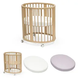 Stokke Set Sleepi Mini Wiegen mit Mini-Matratze und Spannbettlaken - Natural - Lavender – Produktbild 1 von 1