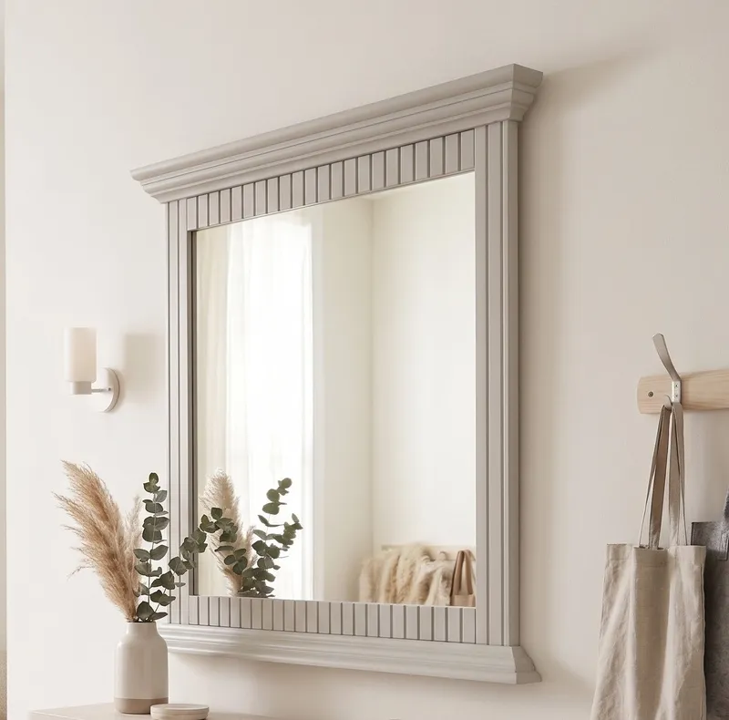 OTTO home Spiegel Rustic, Garderobenspiegel, Landhausstil (Made in Europe), Rahmen in Kiefer massiv, Breite 78 cm, mit Zierfräsungen, Braun, – Produktbild 1 von 8