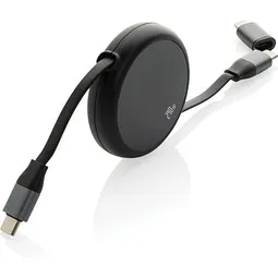 XD Xclusive Terra ausziehbares 240W 2-in-1 Kabel aus RCS rec. Aluminium, schwarz – Produktbild 1 von 1