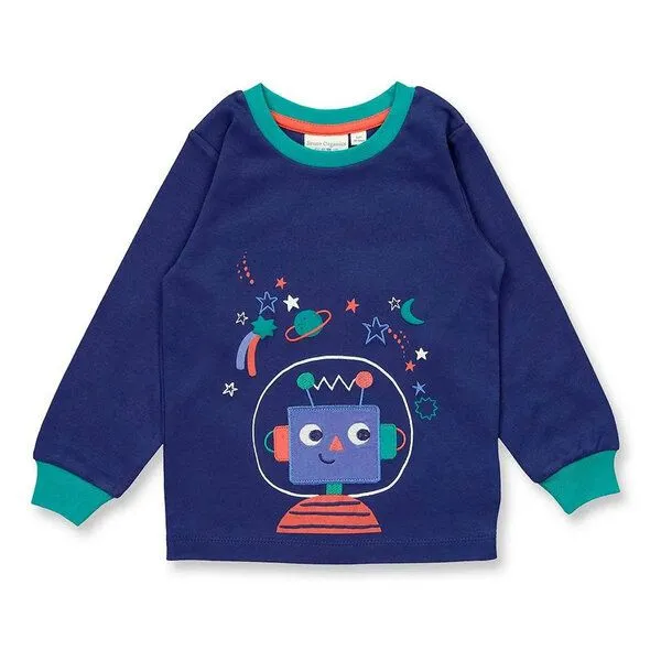 Sense Organics Sense Organics Kinder Schlafanzug mit Roboter-Motiv Bio Baumwolle, Navy-robot-aop-space, – Produktbild 2 von 3