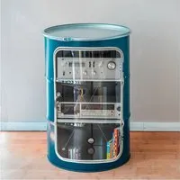 Lockengelöt Lockengelöt HiFi Vitrine aus einem Hamburger Ölfass, Ozeanblau (gepulvert), – Produktbild 2 von 3