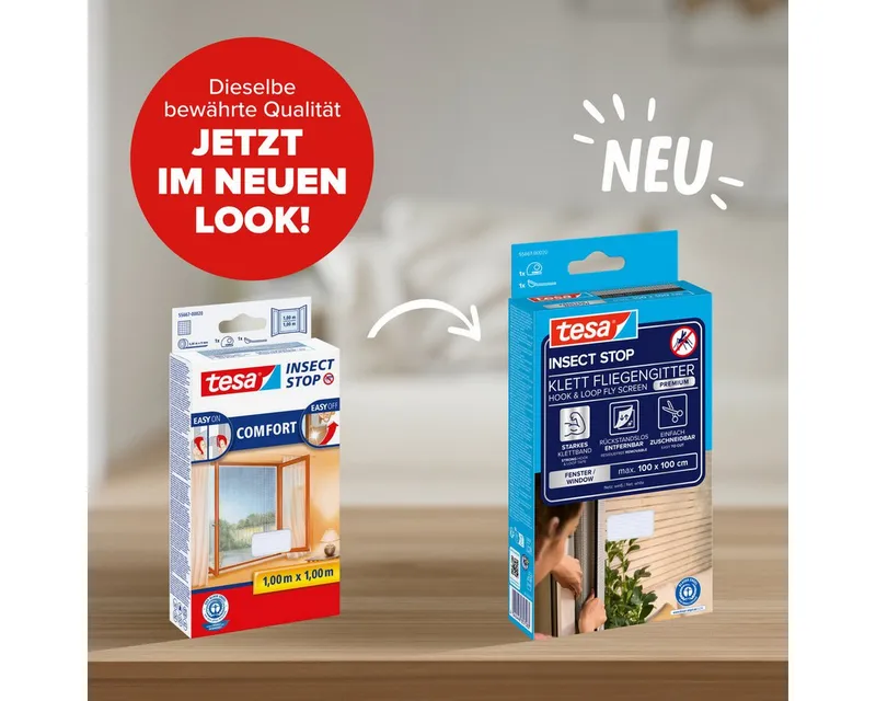 Tesa Tesa Fliegengitter für Fenster 110 x 110 cm, Weiß, – Produktbild 3 von 6