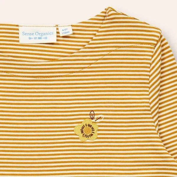Sense Organics Sense Organics Mädchen Langarmshirt in Currygelb-weiß geringelt, Modell ALUNA, White, – Produktbild 2 von 3