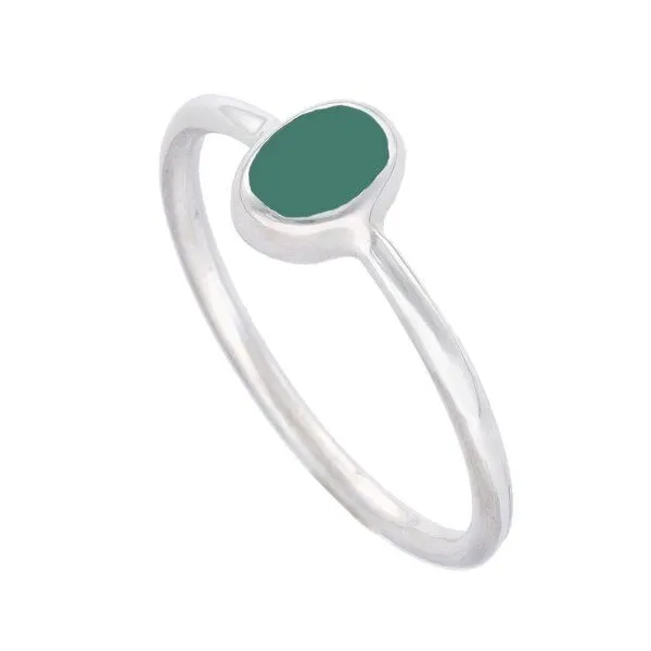 pakilia pakilia Silber Ring oval Fair-Trade und handmade, Grün, – Produktbild 2 von 4