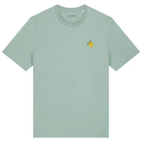LIGARTI Besticktes T-Shirt – Zitrone – LIGARTI Tiermanufaktur, Mintgrün, – Produktbild 1 von 2