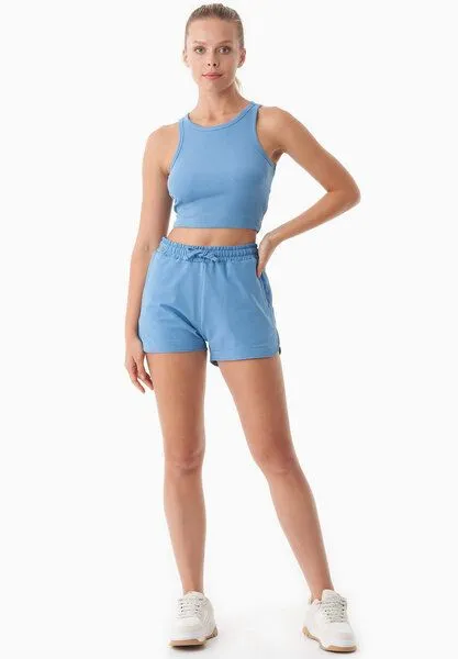 ORGANICATION ORGANICATION SANNDRA | Leichte Sweatshorts aus Bio-Baumwolle, Blue fog, – Produktbild 1 von 4