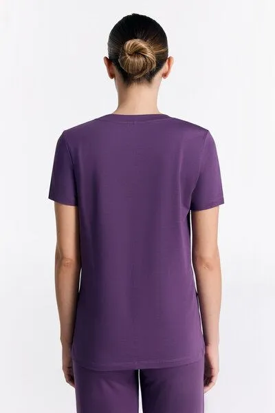 True North True North Damen Kurzarmshirt aus Bio-Baumwolle & Tencel Modal T1100, Weinbeere, – Produktbild 2 von 2