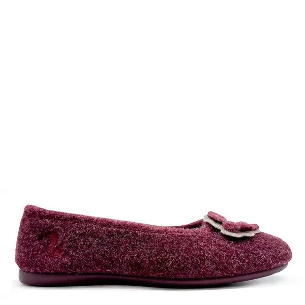 thies Veganer Hausschuh "thies ® Eco Ballerina" aus recycelten PES, fair produziert, Bordeaux, – Produktbild 1 von 4