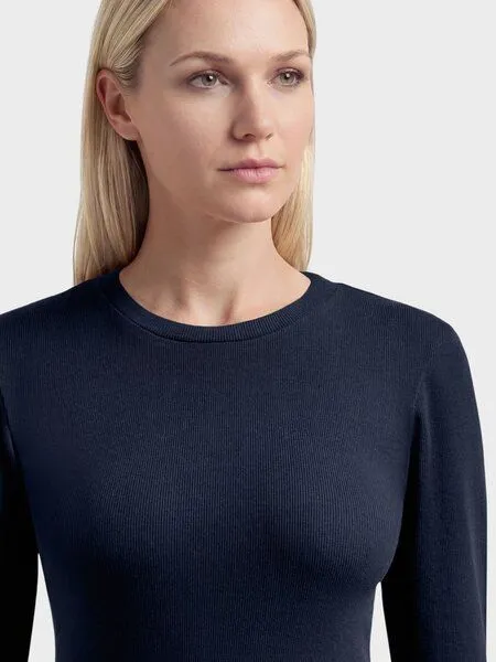 KnowledgeCotton Apparel KnowledgeCotton Apparel Langarmshirt - Rib Scoop neck long sleeved - aus Bio-Baumwolle, Blau (night-sky), – Produktbild 5 von 5