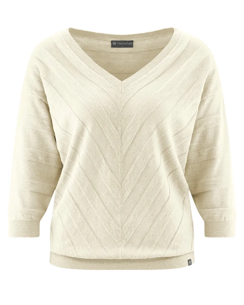 HempAge Hempage Damen vegan Strickpullover In Naturfarben, Weiß, – Produktbild 1 von 2