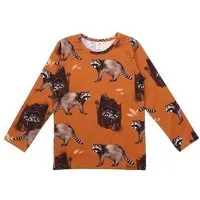 Walkiddy Kinder Langarmshirt GOTS zertifiziert Bio-Baumwolle, Braun, Waschbären-Muster, Walkiddy – Produktbild 1 von 1