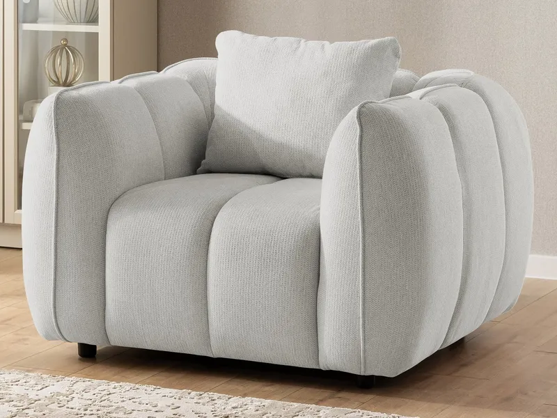 S-Style Möbel Polstergarnitur 3+2+1 Nubira in tief gesteppter Bubble-Optik aus Strukturstoff, mit modernem Design und Wellenfederung, Grau, – Produktbild 4 von 5
