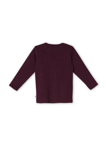 Leela Cotton Leela Cotton Kinder Ripp Langarmshirt aus 100% kba-Baumwolle 2068, Aubergine, – Produktbild 2 von 3