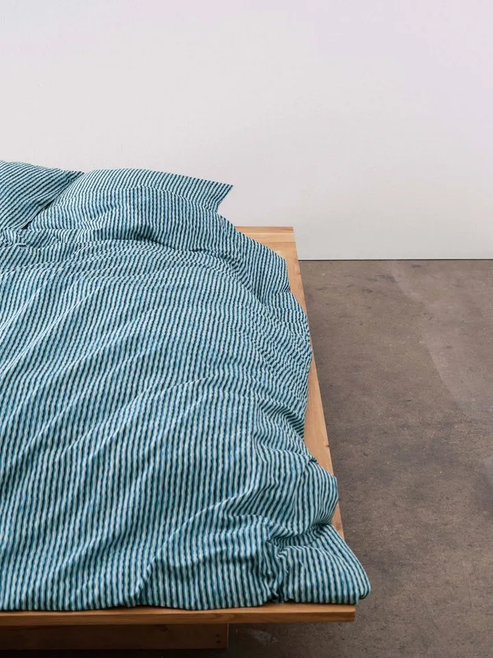 Marc O'Polo Home Bettwäsche Janne, Satin, 2 teilig, mit Streifen, Blau, – Produktbild 3 von 4