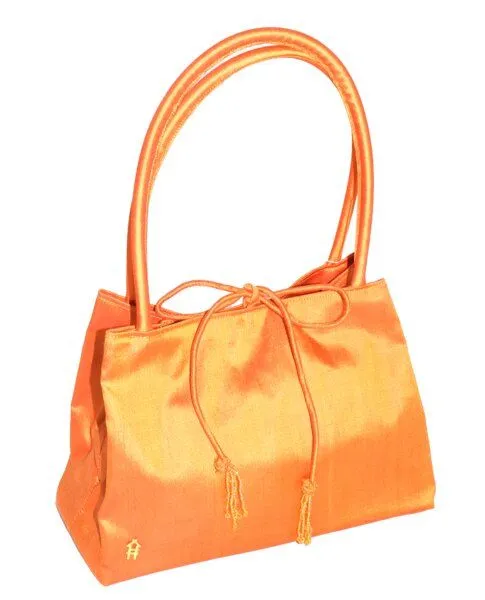 Schönes aus Indochina Schönes aus Indochina Handtasche mit Quasten aus Seide, Orange, – Produktbild 2 von 4