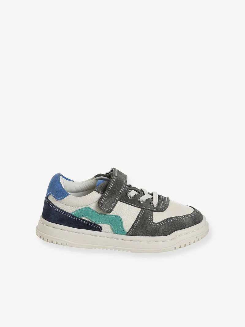 Vertbaudet Kinder Ledersneakers mit Anziehtrick und elastischer Schnürung set, Set weiß, – Produktbild 2 von 4