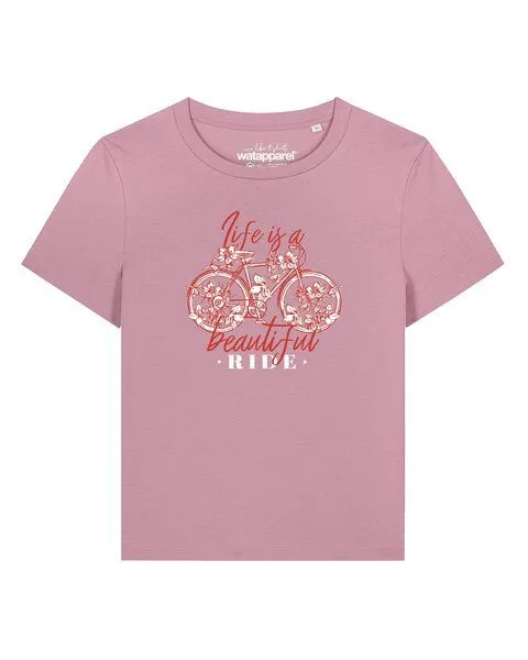 watapparel watapparel T-Shirt Frauen Life is a beautiful ride, Lilac dream, – Produktbild 1 von 2