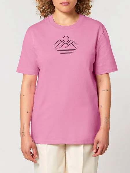 Human Family Human Family Bio Unisex Rundhals T-Shirt "Mountain Silhouette", Pink, – Produktbild 2 von 4