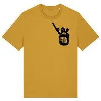 päfjes päfjes Pinguin Paul vs. Evil - Fair Wear Männer Bio T-Shirt, Gelb (ochre), – Produktbild 1 von 1