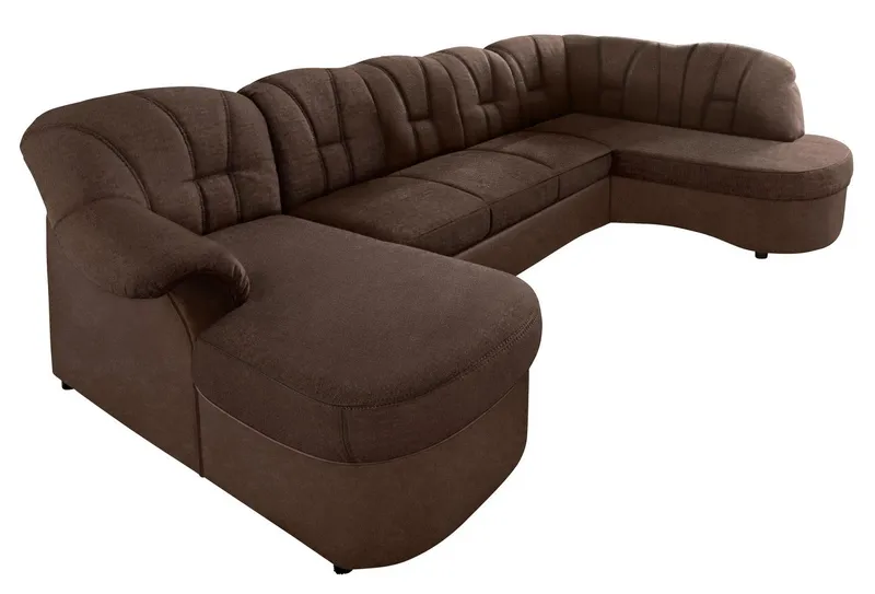 DOMO collection Wohnlandschaft FLORES 293x180x86 cm, hochwertig, komfortabel, U-Form, 3 Teile, wahlw. mit Bettfunktion, wahlw. mit Federkern, Unser Dauertiefpreis, Braun, – Produktbild 3 von 8