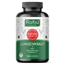 Raibu Organic & Raibu Natural | Natürliche Nahrungsergänzung Raibu Organic & Raibu Natural | Natürliche Nahrungsergänzung Lungenkraut | 160 Kapseln – Produktbild 1 von 1