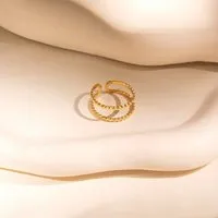 ELEKTROPULLI ELEKTROPULLI Größenverstellbarer DOTS DOUBLE Ring ca. Ø 17 - 19mm, Gold, – Produktbild 1 von 1