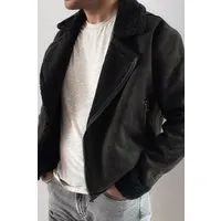 Will's Vegan Store Will's Vegan Store Herren vegan Jacke Vegan Lammfell Schwarz, Schwarz, – Produktbild 2 von 3
