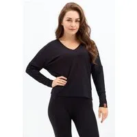 KOKOworld KOKOworld Bluse Saja – weiche Viskose weiter Schnitt reversible V-Ausschnitt – Fair produziert, Black (schwarz), – Produktbild 1 von 1