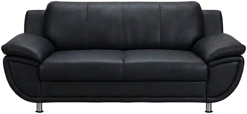 TRENDMANUFAKTUR 2-Sitzer Rondo 178 cm, 2-Sitzer, komfortabel, Federkern optional, Chromfüße, Couch wahlweise mit Federkern und in verschiedenen Bezügen bestellbar, Schwarz, – Produktbild 3 von 5