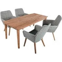 Gartenmöbel-Set "RAPALLO/VISALIA" 5-tlg. 1 Tisch Akazie, 4 Sessel Kunststoffgeflecht grau – Produktbild 1 von 1