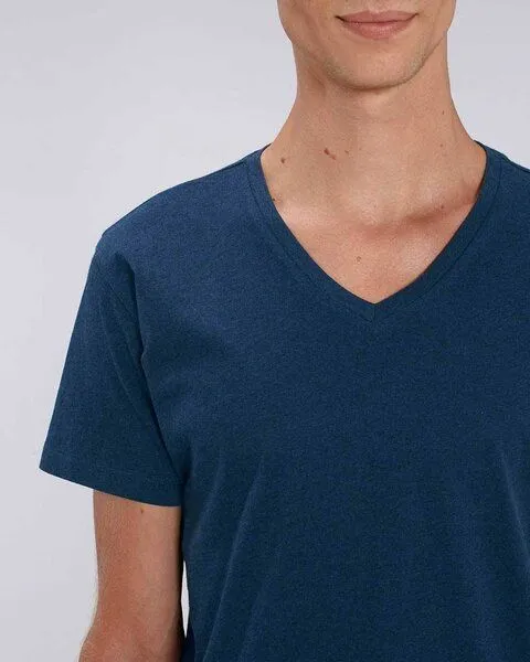 YTWOO YTWOO Männer Bio T-Shirt mit V-Ausschnitt, versch. Farben meliert, Dunkelblau meliert, – Produktbild 3 von 4