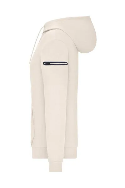 Daiber Daiber Damen Hoodie Kapuzenpullover Pullover Kängurutasche mit Reißverschlusstasche Ärmeltasche Kapuze, Sandstone (beige), – Produktbild 2 von 4