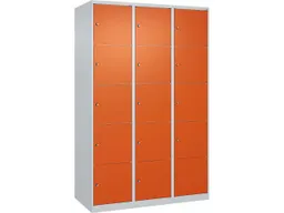 C+P C+P Schließfachschrank Classic PLUS, 15 Fächer, 1850x1200x500mm, Lichtgrau/Reinorange – Produktbild 1 von 1
