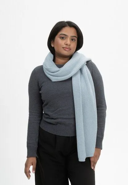MELA MELA Rippstrick Schal Style NAGNA aus 100% Bio-Baumwolle, Cloudy blue, – Produktbild 4 von 4