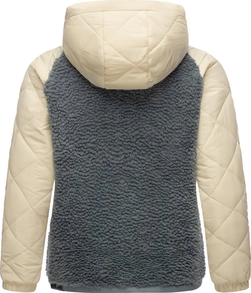 ragwear ragwear Outdoorjacke Leeloo Damen Übergangsjacke aus Teddyfleece mit gesteppten Ärmeln, Grau, – Produktbild 4 von 5