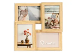 queence Bilderrahmen Collage Rahmen 3D Holz in braun, für 4 Bilder (1 St), Platz für 4 Fotos in 10x15cm – Produktbild 1 von 1