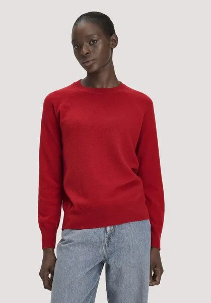 hessnatur hessnatur Strick Pullover Relaxed aus Cashmere mit Recycling-Anteil, Winterrot, – Produktbild 1 von 4