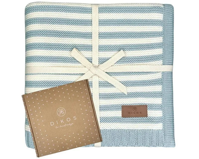 Babydecke DIKOS® Babydecke aus *100%* Bio Baumwolle Strickdecke Erstlingsdecke, DIKOS, PREMIUM Qualität atmungsaktiv, nachhaltig, plastikfrei, kuschelweich, Mint, – Produktbild 1 von 4