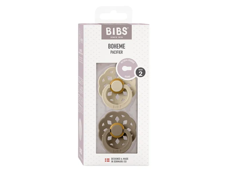 BIBS BIBS Schnuller Naturlatex "Boheme" 2er Pack kirschförmig 6-18 Monate, Natur, braun, – Produktbild 2 von 2