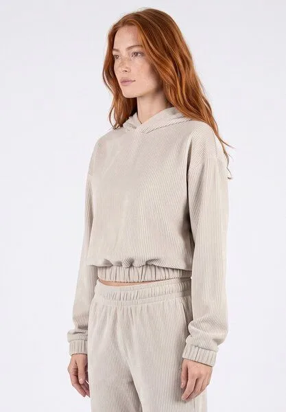 ORGANICATION ORGANICATION Cropped Cord-Hoodie aus Bio-Baumwolle, Sand, – Produktbild 3 von 4