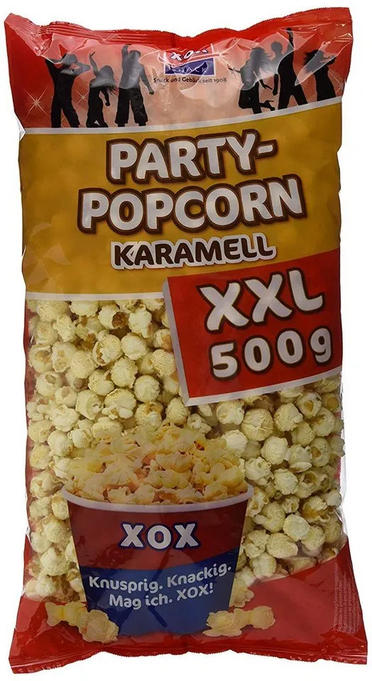 XOX XOX Party-Popcorn Karamell XXL 500g - Karamell-Popcorn - Knuspriger Snack - Für Vegetarier und Veganer geeignet - Ohne Farbstoffe - Heimkino Popcorn – Produktbild 2 von 5
