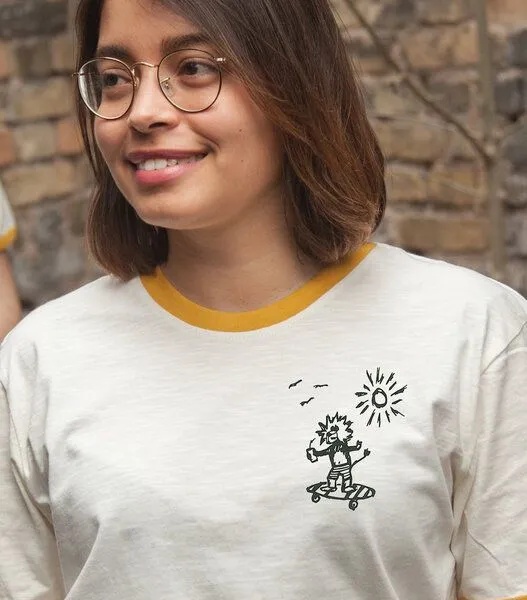 päfjes Leon Leo Longboard - päfjes Ringer Unisex T-Shirt - Fair gehandelt aus Baumwolle (Bio) Slub – Produktbild 2 von 4