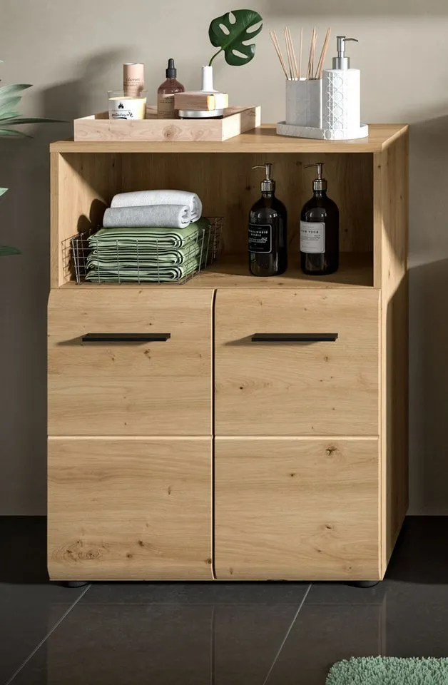 Inn.Furn Kommode Cover (Badschrank in Eiche Artisan, 2-türig, 60 x 80 cm), mit viel Stauraum, Beige, – Produktbild 5 von 5