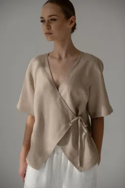 Amber Linen Amber Linen Damen vegan Wickeloberteil Aria Pale Sand – Produktbild 1 von 1