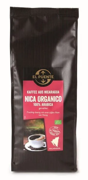 El Puente El Puente Nica organico - Bio-Kaffee gemahlen 500 g | Fair Trade | Bio-zertifiziert | Vegan | Glutenfrei, Mehrfarbig, – Produktbild 1 von 1