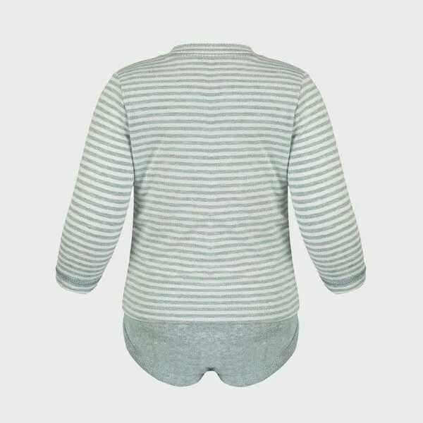 OrganicEra Baby Langarm T-shirt Body, gestreift 'OrganicEra' aus Bio Baumwolle, Aqua melange (grün), – Produktbild 3 von 4