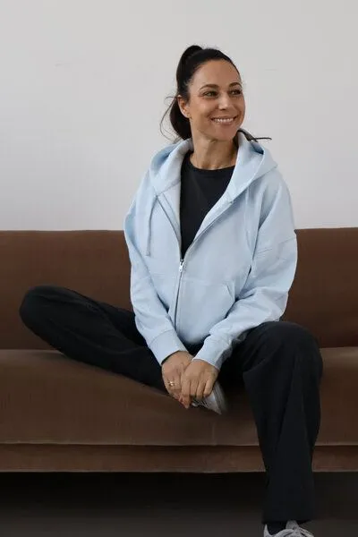 Kultgut Kultgut ProEarth - Atmungsaktiv - Zipjacke 100% Bio-Baumwolle / Boxiform, Hellblau, – Produktbild 2 von 4