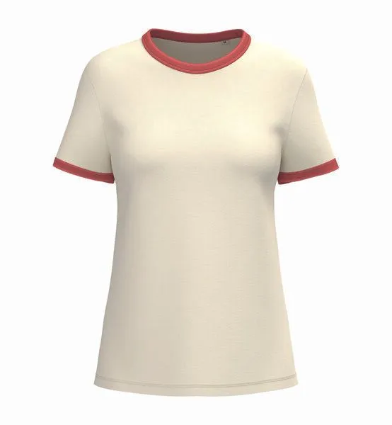 Greenspired Greenspired Damen Ringer T-Shirt aus Bio-Baumwolle 180 g/m² XS - XL, Elfenbein-paprika, – Produktbild 1 von 1
