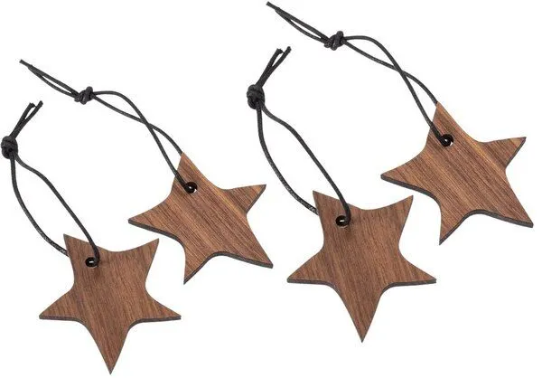 ReineNatur ReineNatur Weihnachtsbaumanhänger 4er-Set Sterne aus Nussbaum oder Eichenholz – Produktbild 1 von 1