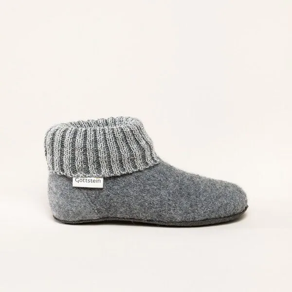 Gottstein Gottstein Kinder-Hüttenschuh Alpine Boot FE - Kinderhausschuh für Mädchen & Jungen aus 100% Schurwolle, Grau, – Produktbild 5 von 6